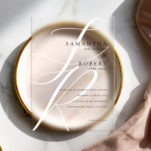 Moderne Minimalistische Monogram Black and White W Acryleinladungen