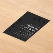 Moderne Minimalistische Monogram Black and White W Acryleinladungen (Ablage )