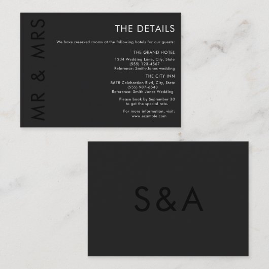 Moderne Minimalistische Monogram Black and White W Begleitkarte (Vorne/Hinten)