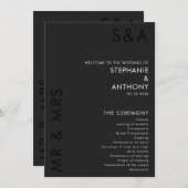 Moderne Minimalistische Monogram Black and White W Programm (Vorne/Hinten)