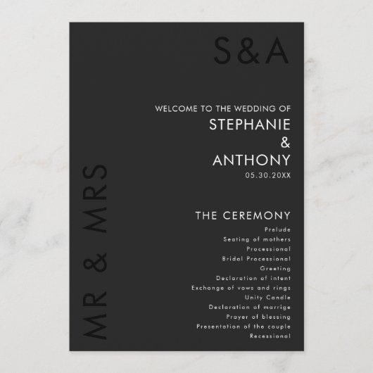 Moderne Minimalistische Monogram Black and White W Programm (Vorderseite)