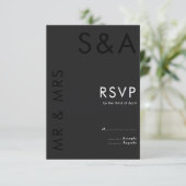 Moderne Minimalistische Monogram Black and White W RSVP Karte (Stehend Vorderseite)