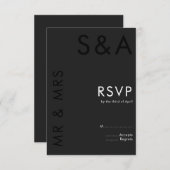 Moderne Minimalistische Monogram Black and White W RSVP Karte (Vorne/Hinten)