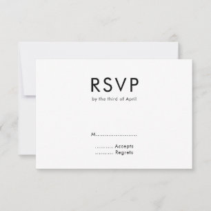 Moderne Minimalistische Monogram Black and White W RSVP Karte