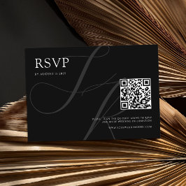 Moderne Minimalistische Monogram Black and White W RSVP Karte