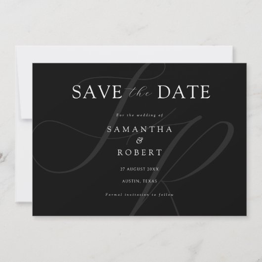 Moderne Minimalistische Monogram Black and White W Save The Date (Vorderseite)
