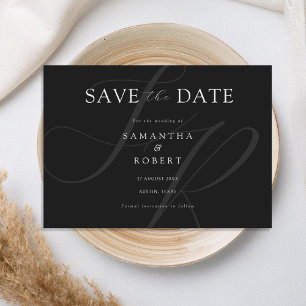 Moderne Minimalistische Monogram Black and White W Save The Date
