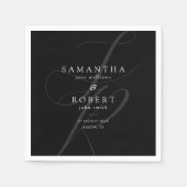 Moderne Minimalistische Monogram Black and White W Serviette (Vorderseite)