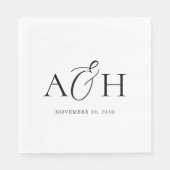 Moderne Minimalistische Monogram Black and White W Serviette (Vorderseite)