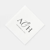 Moderne Minimalistische Monogram Black and White W Serviette (Ecke)