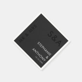 Moderne Minimalistische Monogram Black and White W Serviette (Ecke)