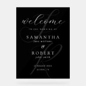 Moderne Minimalistische Monogram Black Wedding Wil Acrylschild (Vorderseite)