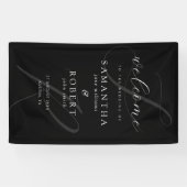 Moderne Minimalistische Monogram Black Wedding Wil Banner (Horizontal)
