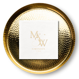Moderne Minimalistische Monogram Foil Wedding Napk Servietten Mit Folie