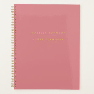 Moderne Minimalistische Monogram Girly Rosa Gold Planer