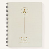 Moderne Minimalistische Monogram Gold und Creme Sp Notizblock (Vorderseite)