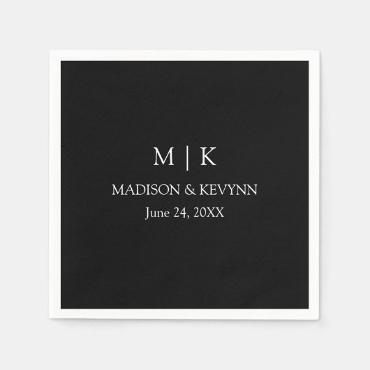 Moderne Minimalistische Monogram-Hochzeit Serviette (Vorderseite)