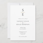 Moderne Minimalistische Monogram-Initials Wedding  Einladung (Vorderseite)