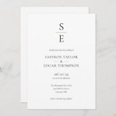Moderne Minimalistische Monogram-Initials Wedding Einladung (Vorne/Hinten)