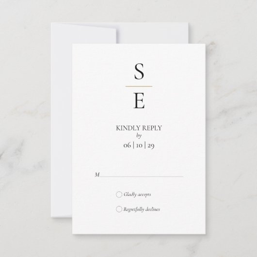 Moderne Minimalistische Monogram-Initials Wedding  RSVP Karte (Vorderseite)