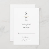 Moderne Minimalistische Monogram-Initials Wedding RSVP Karte (Vorne/Hinten)