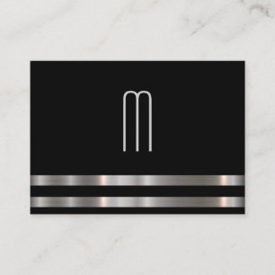 Moderne Minimalistische Monogram Metallic Silver T Visitenkarte