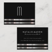 Moderne Minimalistische Monogram Metallic Silver T Visitenkarte (Vorne/Hinten)