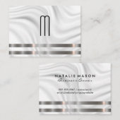 Moderne Minimalistische Monogram Metallic Trim | D Visitenkarte (Vorne/Hinten)