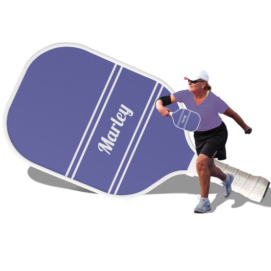 Moderne Minimalistische Monogram Name Periwinkle S Pickleball Schläger