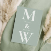 Moderne Minimalistische Monogram Sage Green Weddin Einladung