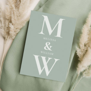 Moderne Minimalistische Monogram Sage Green Weddin Einladung