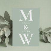 Moderne Minimalistische Monogram Sage Green Weddin Einladung