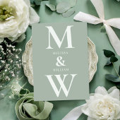 Moderne Minimalistische Monogram Sage Green Weddin Einladung