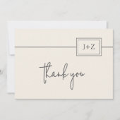Moderne Minimalistische Monogram Wedding Danke (Vorderseite)
