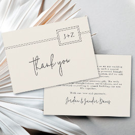 Moderne Minimalistische Monogram Wedding Danke