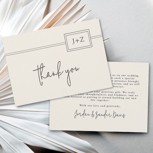 Moderne Minimalistische Monogram Wedding Danke