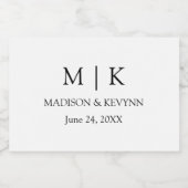 Moderne Minimalistische Monogram Wedding Mini Schaumweinetikett (Einzelnes Label)