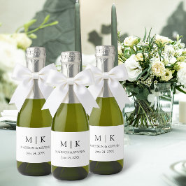 Moderne Minimalistische Monogram Wedding Mini Schaumweinetikett