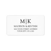 Moderne Minimalistische Monogram Wedding Rücksende Adressaufkleber (Vorne)