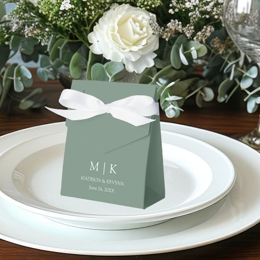 Moderne Minimalistische Monogram Wedding Sage Gree Geschenkschachtel