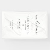 Moderne Minimalistische Monogram White Wedding Wil Banner (Horizontal)