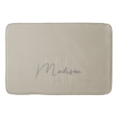 Moderne Minimalistische Monogramm Beige Skriptbeze Badematte (Vorderseite)