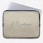 Moderne Minimalistische Monogramm Beige Skriptbeze Laptopschutzhülle