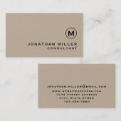 Moderne Minimalistische Monogramm-Beige Visitenkarte (Vorne/Hinten)