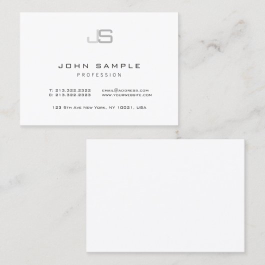 Moderne minimalistische Monogramm-Berufliche Vorla Visitenkarte (Vorne/Hinten)