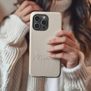 Moderne Minimalistische Monogramm-Creme iPhone 16 Pro Max Hülle