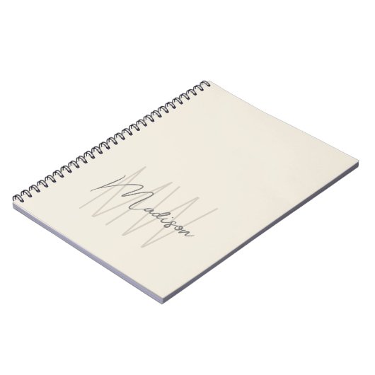 Moderne Minimalistische Monogramm-Creme Notizblock (Linke Seite)