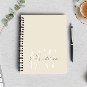 Moderne Minimalistische Monogramm-Creme Notizblock