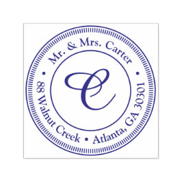 Moderne minimalistische Monogramm-Familienname-Ste Permastempel