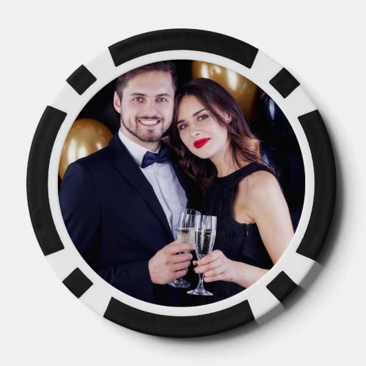 Moderne Minimalistische Monogramm-Foto-Hochzeit Pokerchips (Rückseite)
